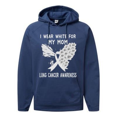 Funny I Wear White Ribbon Lung Cancer Awareness Performance Fleece Hoodie