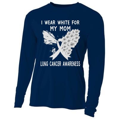 Funny I Wear White Ribbon Lung Cancer Awareness Cooling Performance Long Sleeve Crew