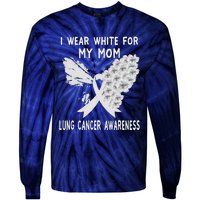 Funny I Wear White Ribbon Lung Cancer Awareness Tie-Dye Long Sleeve Shirt