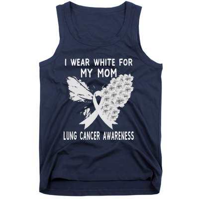 Funny I Wear White Ribbon Lung Cancer Awareness Tank Top