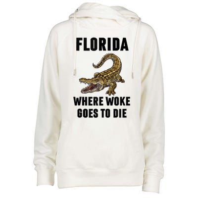 Florida Is Where Woke Goes To Die Funny Shirt Womens Funnel Neck Pullover Hood