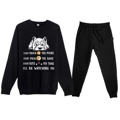 Funny I Will Be Watching You Westie Apparel For Dog Owners Premium Crewneck Sweatsuit Set