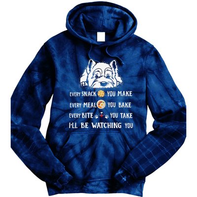 Funny I Will Be Watching You Westie Apparel For Dog Owners Tie Dye Hoodie