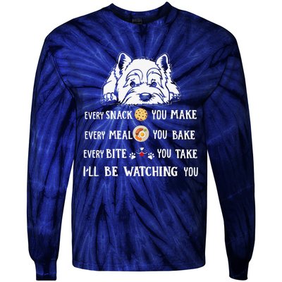 Funny I Will Be Watching You Westie Apparel For Dog Owners Tie-Dye Long Sleeve Shirt