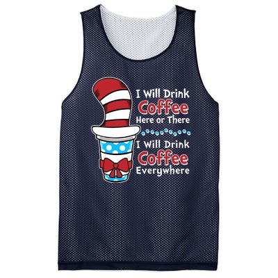 Funny I Will Drink Coffee Here Or There Everywhere Mesh Reversible Basketball Jersey Tank