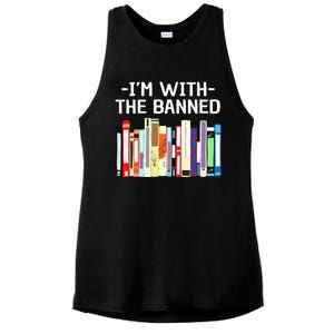 Funny I'm With The Banned Art Read Banned Books  Ladies PosiCharge Tri-Blend Wicking Tank