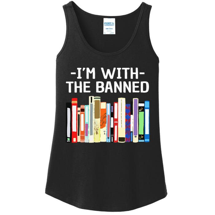 Funny I'm With The Banned Art Read Banned Books  Ladies Essential Tank