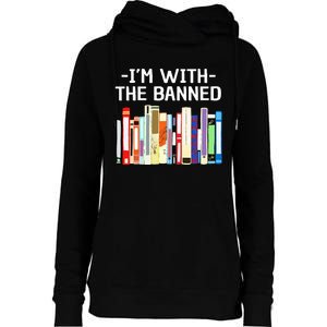 Funny I'm With The Banned Art Read Banned Books  Womens Funnel Neck Pullover Hood