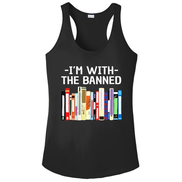 Funny I'm With The Banned Art Read Banned Books  Ladies PosiCharge Competitor Racerback Tank