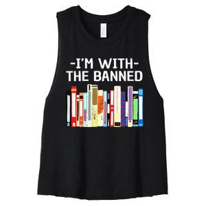 Funny I'm With The Banned Art Read Banned Books  Women's Racerback Cropped Tank