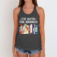 Funny I'm With The Banned Art Read Banned Books  Women's Knotted Racerback Tank