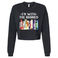 Funny I'm With The Banned Art Read Banned Books  Cropped Pullover Crew