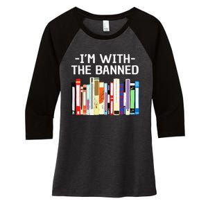 Funny I'm With The Banned Art Read Banned Books  Women's Tri-Blend 3/4-Sleeve Raglan Shirt