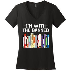 Funny I'm With The Banned Art Read Banned Books  Women's V-Neck T-Shirt