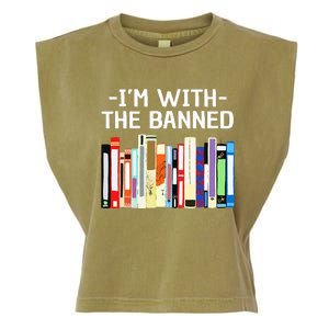 Funny I'm With The Banned Art Read Banned Books  Garment-Dyed Women's Muscle Tee