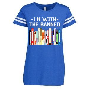 Funny I'm With The Banned Art Read Banned Books  Enza Ladies Jersey Football T-Shirt