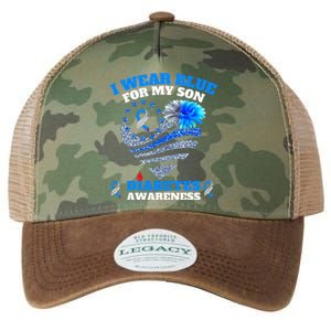 Funny I Wear Blue For My Son Diabetes Awareness Blue Ribbon  Legacy Tie Dye Trucker Hat