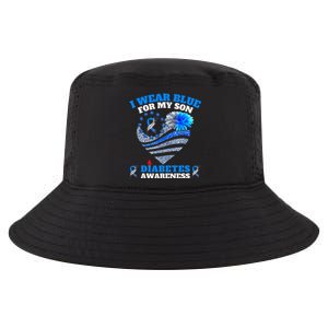 Funny I Wear Blue For My Son Diabetes Awareness Blue Ribbon  Cool Comfort Performance Bucket Hat