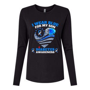 Funny I Wear Blue For My Son Diabetes Awareness Blue Ribbon  Womens Cotton Relaxed Long Sleeve T-Shirt