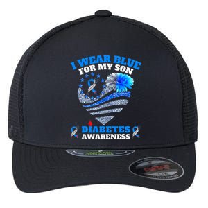 Funny I Wear Blue For My Son Diabetes Awareness Blue Ribbon  Flexfit Unipanel Trucker Cap