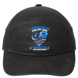 Funny I Wear Blue For My Son Diabetes Awareness Blue Ribbon  7-Panel Snapback Hat