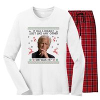 Funny It Was A Holiday Just Like Any Other Or Was It Raglan Women's Long Sleeve Flannel Pajama Set 