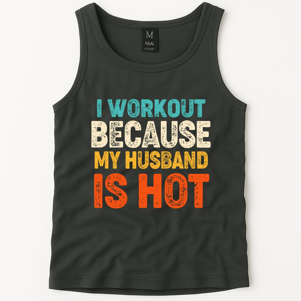Funny I Workout Because My Husband Is Hot Tank Top