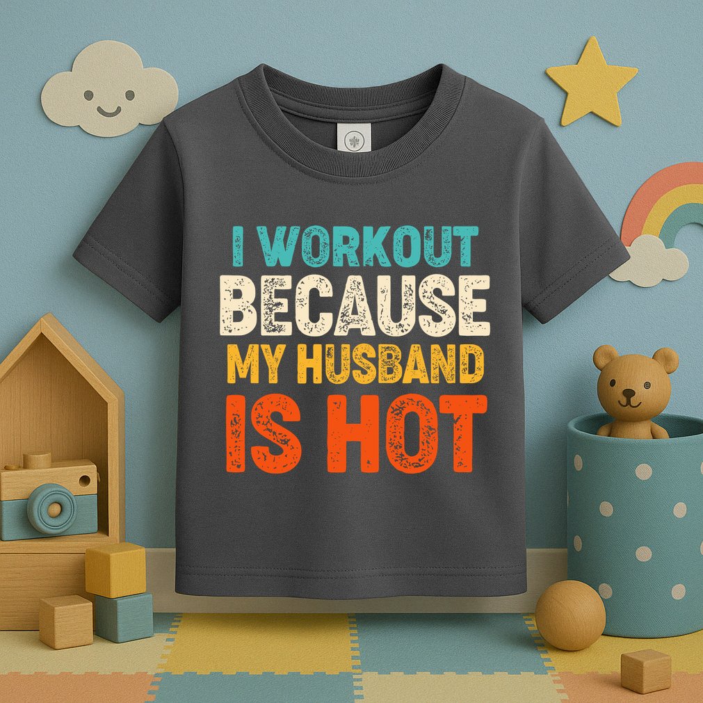 Funny I Workout Because My Husband Is Hot Toddler T-Shirt