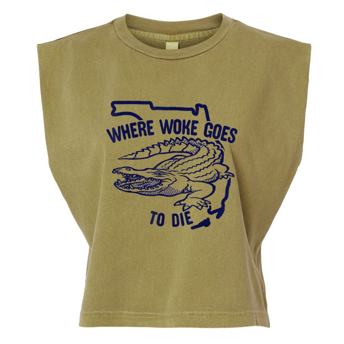 Florida Is Where Woke Goes To Die DeSantis Florida Funny Garment-Dyed Women's Muscle Tee
