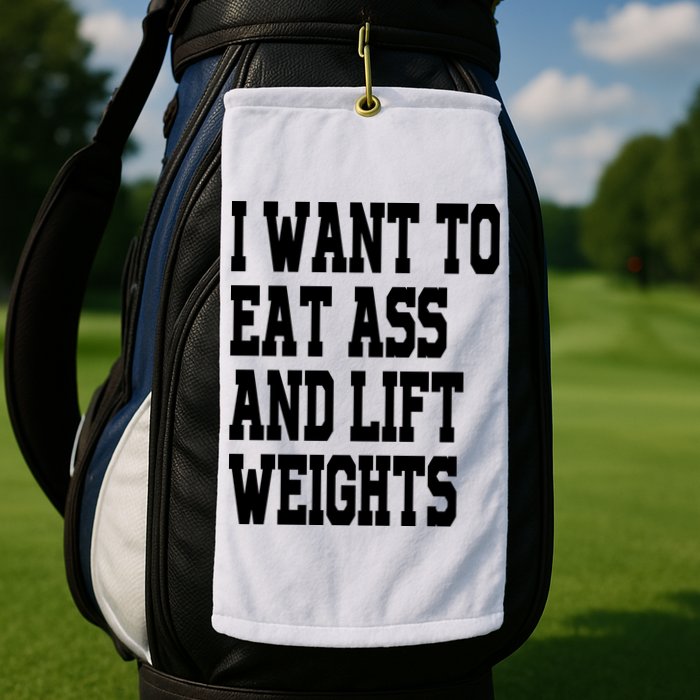 Funny I Want To Eat Ass And Lift Weights Golf Towel