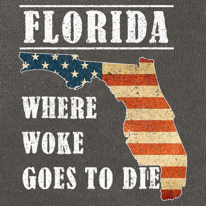 Florida Is Where Woke Goes To Die DeSantis Florida USA Flag Cotton Canvas Backpack