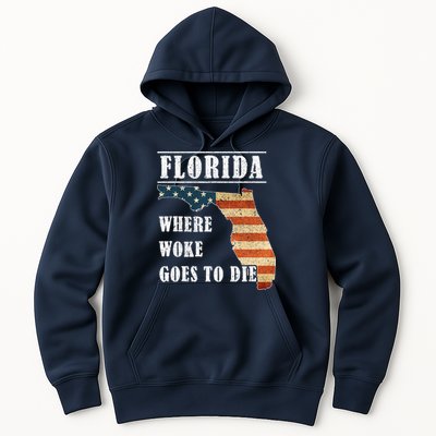 Florida Is Where Woke Goes To Die DeSantis Florida USA Flag Hoodie