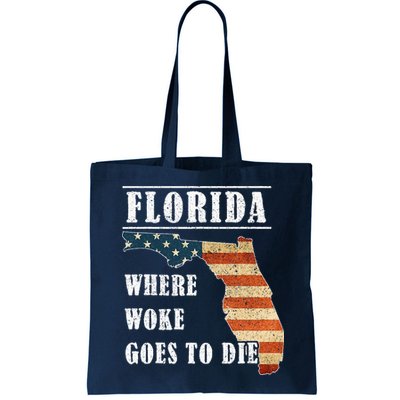 Florida Is Where Woke Goes To Die DeSantis Florida USA Flag Bag