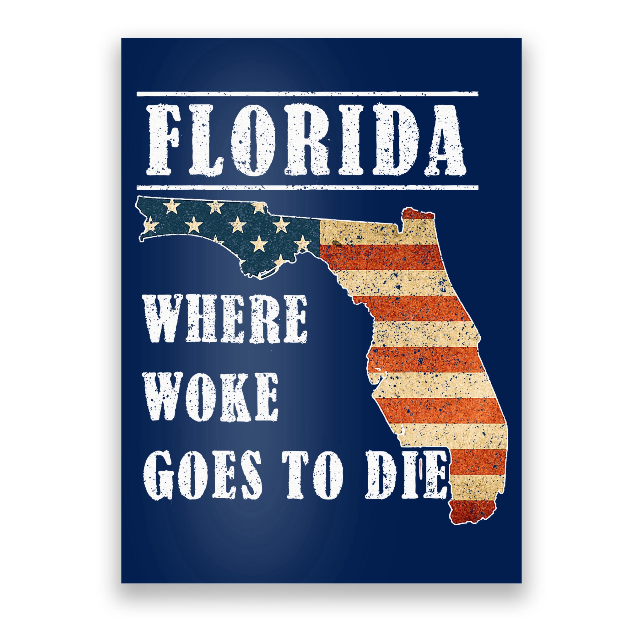 Florida Is Where Woke Goes To Die DeSantis Florida USA Flag Poster
