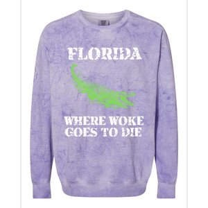 Florida Is Where Woke Goes To Die Crocodile Alligator Colorblast Crewneck Sweatshirt