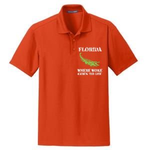 Florida Is Where Woke Goes To Die Crocodile Alligator Dry Zone Grid Polo