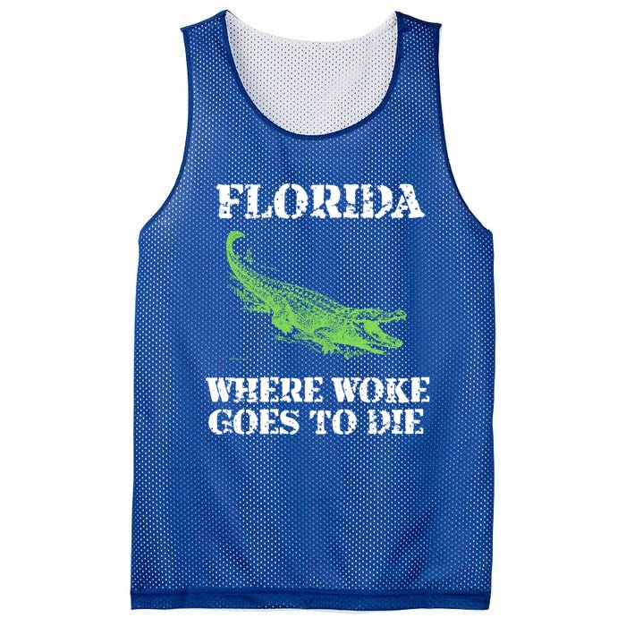 Florida Is Where Woke Goes To Die Crocodile Alligator Mesh Reversible Basketball Jersey Tank