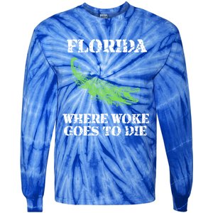 Florida Is Where Woke Goes To Die Crocodile Alligator Tie-Dye Long Sleeve Shirt