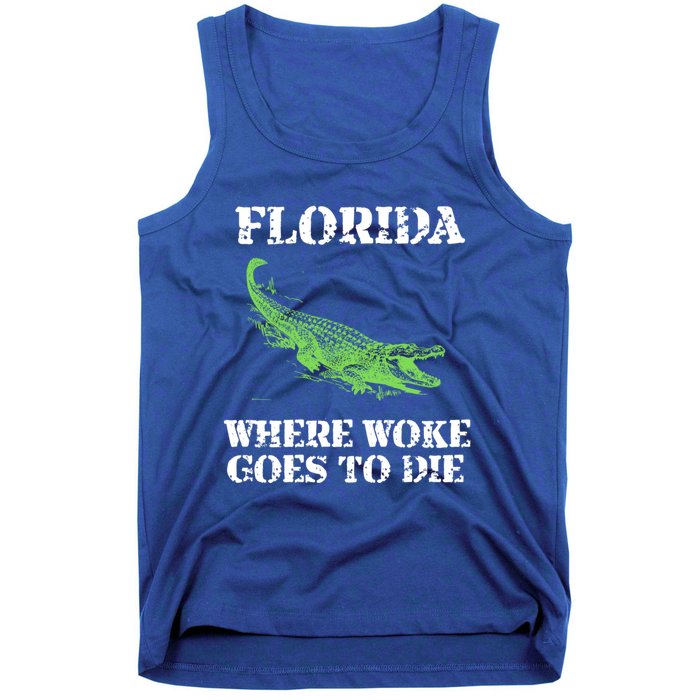 Florida Is Where Woke Goes To Die Crocodile Alligator Tank Top