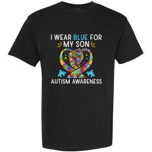 funny I Wear Blue For My Son Autism Awareness Garment-Dyed Heavyweight T-Shirt