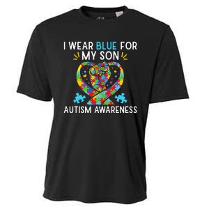 funny I Wear Blue For My Son Autism Awareness Cooling Performance Crew T-Shirt