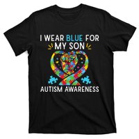 funny I Wear Blue For My Son Autism Awareness T-Shirt