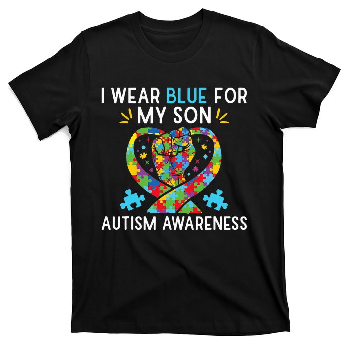 funny I Wear Blue For My Son Autism Awareness T-Shirt