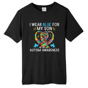 funny I Wear Blue For My Son Autism Awareness Tall Fusion ChromaSoft Performance T-Shirt