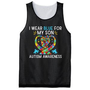 funny I Wear Blue For My Son Autism Awareness Mesh Reversible Basketball Jersey Tank