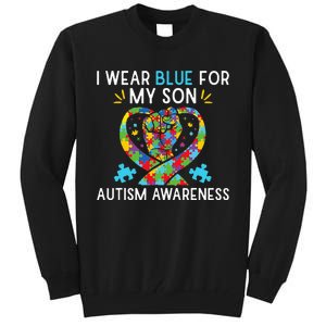 funny I Wear Blue For My Son Autism Awareness Tall Sweatshirt