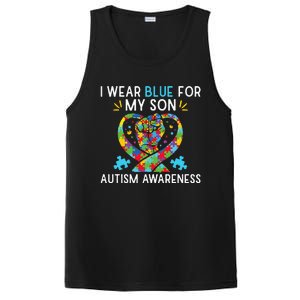 funny I Wear Blue For My Son Autism Awareness PosiCharge Competitor Tank