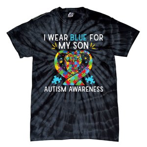 funny I Wear Blue For My Son Autism Awareness Tie-Dye T-Shirt