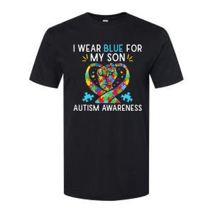 funny I Wear Blue For My Son Autism Awareness Softstyle CVC T-Shirt