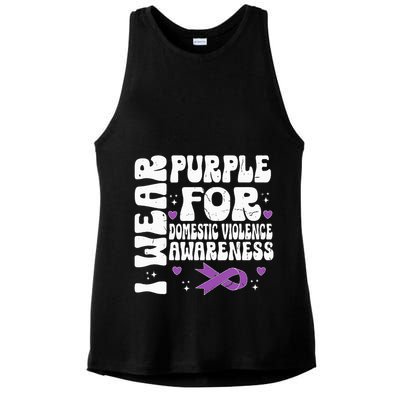 funny I Wear Purple Domestic Violence Awareness Ladies PosiCharge Tri-Blend Wicking Tank